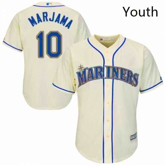 Youth Majestic Seattle Mariners 10 Mike Marjama Authentic Cream Alternate Cool Base MLB Jersey